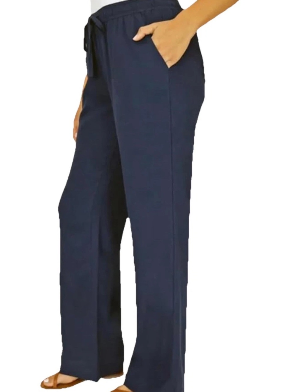 Briggs New York Navy Wide-Leg Drawstring Pants - Picture 2 of 10